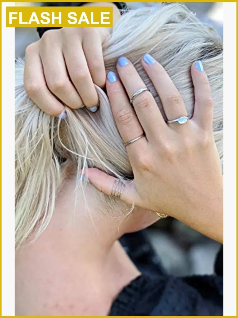 Stacking Ring 18K Gold Plated Square Signet Pinky Ring Dainty North Star Oval